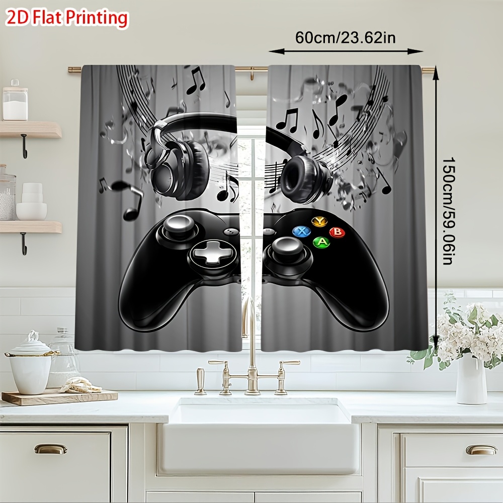 Office Tech Decor - 2 szt. Zasłony z motywem kontrolera