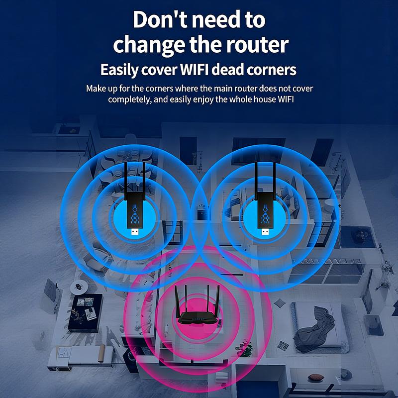 Wifi Range Extender - Wzmacniacz sygnału WiFi Dual Band 1300Mbps,