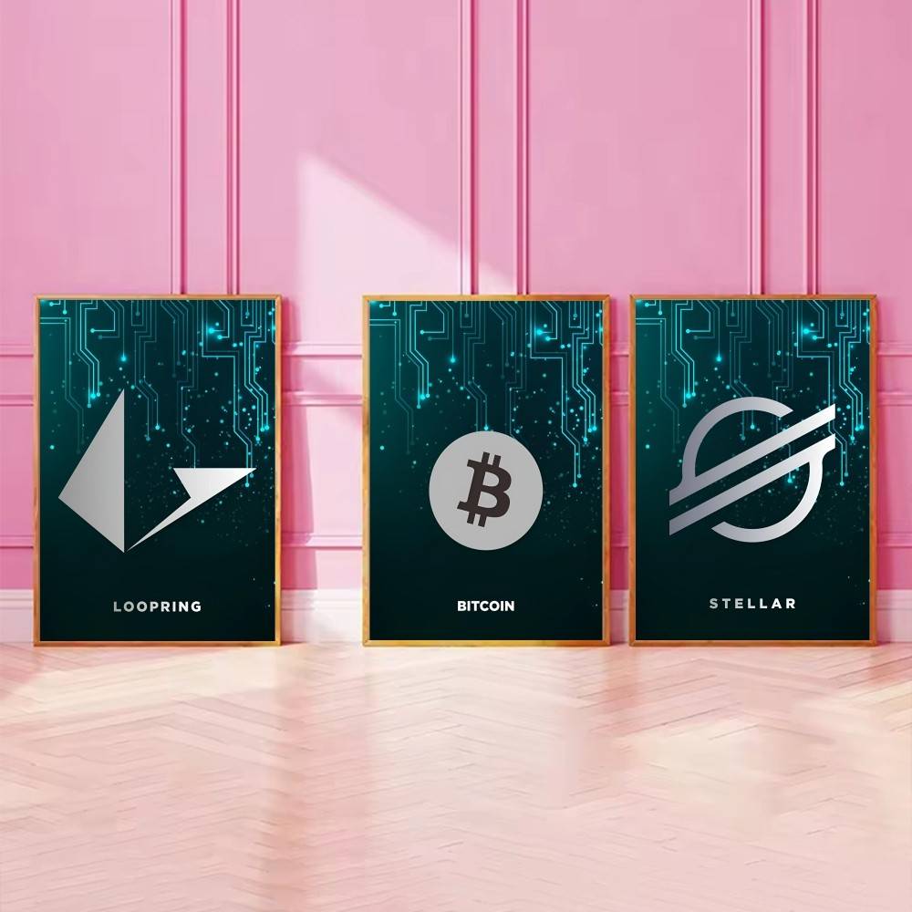 Plakat z symbolem kryptowalut, – Office Tech Decor recenzja i cena