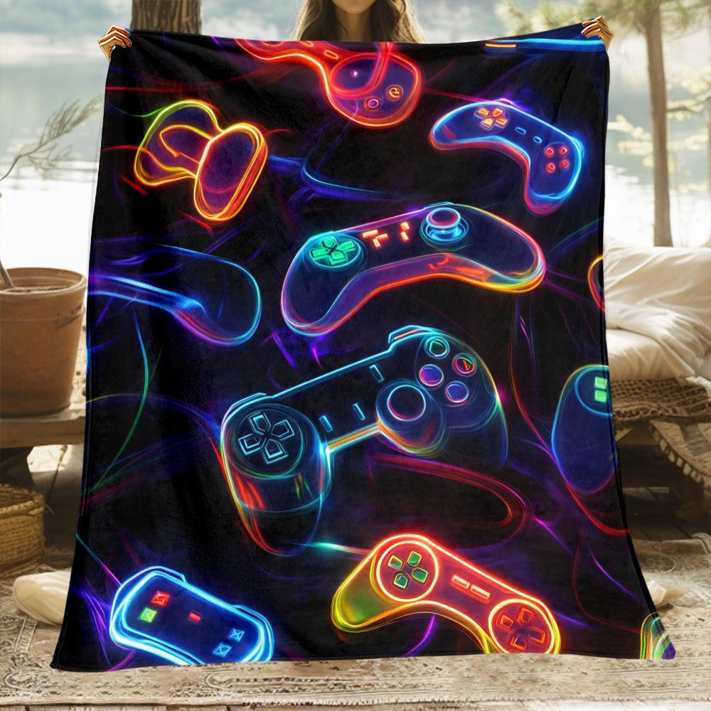 Kolorowy koc z grafiką neonowy – Office Tech Decor recenzja i cena