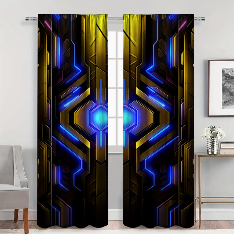 2 szt. Geometryczne zasłony te – Office Tech Decor recenzja i cena