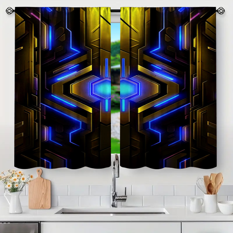 2 szt. Geometryczne zasłony te – Office Tech Decor recenzja i cena