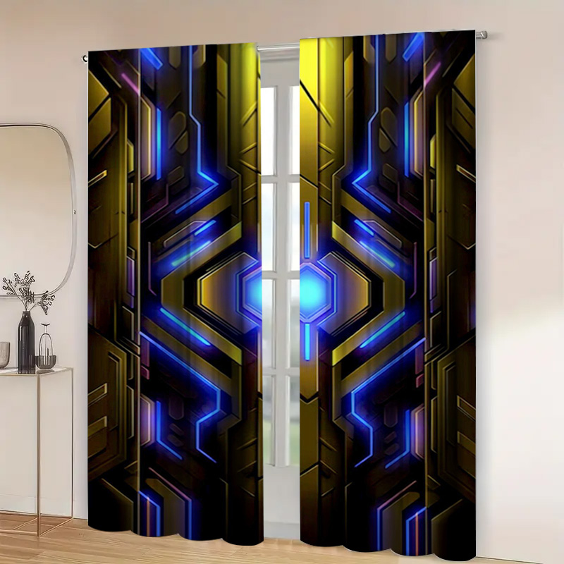 2 szt. Geometryczne zasłony te – Office Tech Decor recenzja i cena