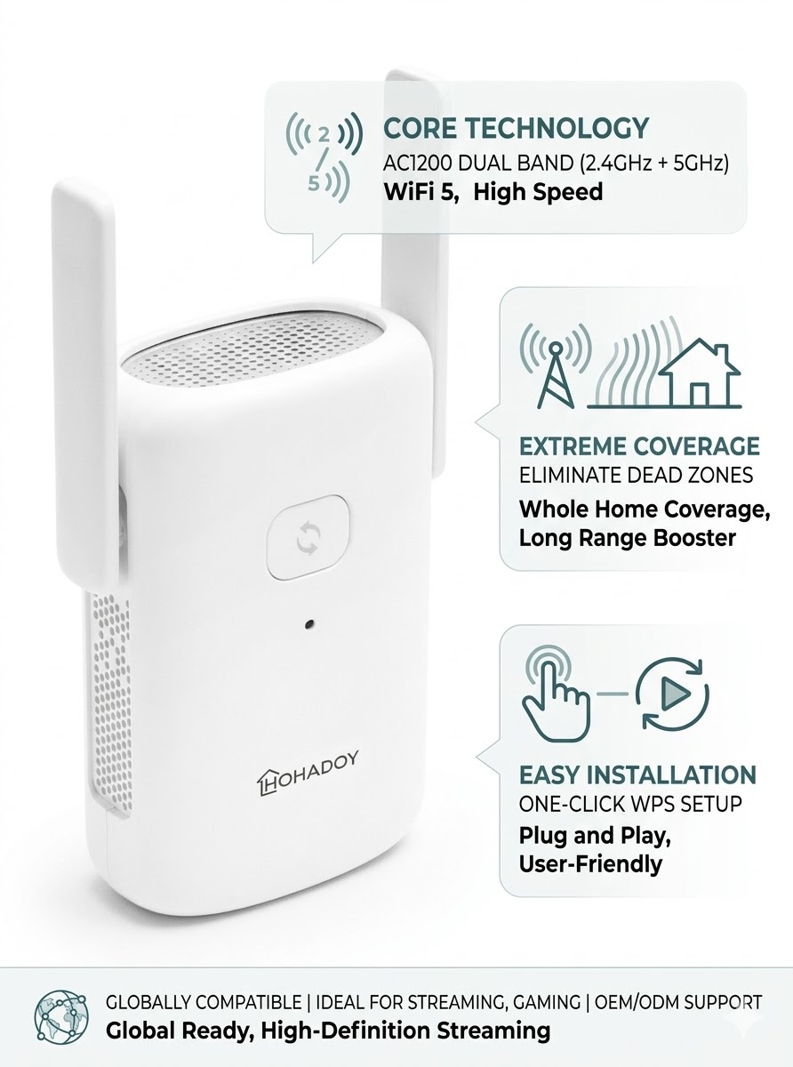 Wzmacniacz WiFi Dual Band 1200 – Wifi Range Extender recenzja i cena